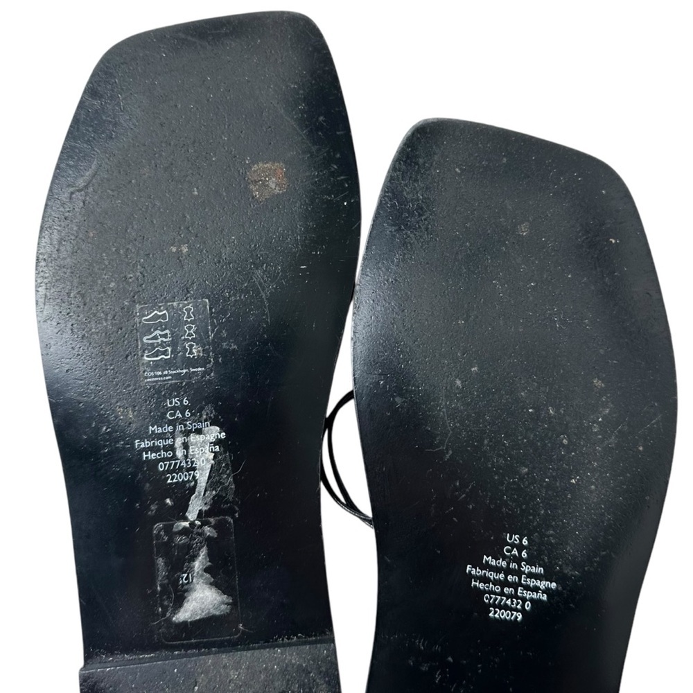 COS Size 6 Black Leather Slides Sandals Made in Spain Old Money Quiet Luxury - Picture 7 of 9